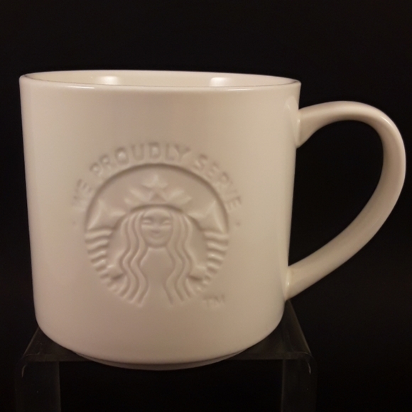Starbucks Kitchen Starbucks White We Proudly Serve Coffee Cup Mug